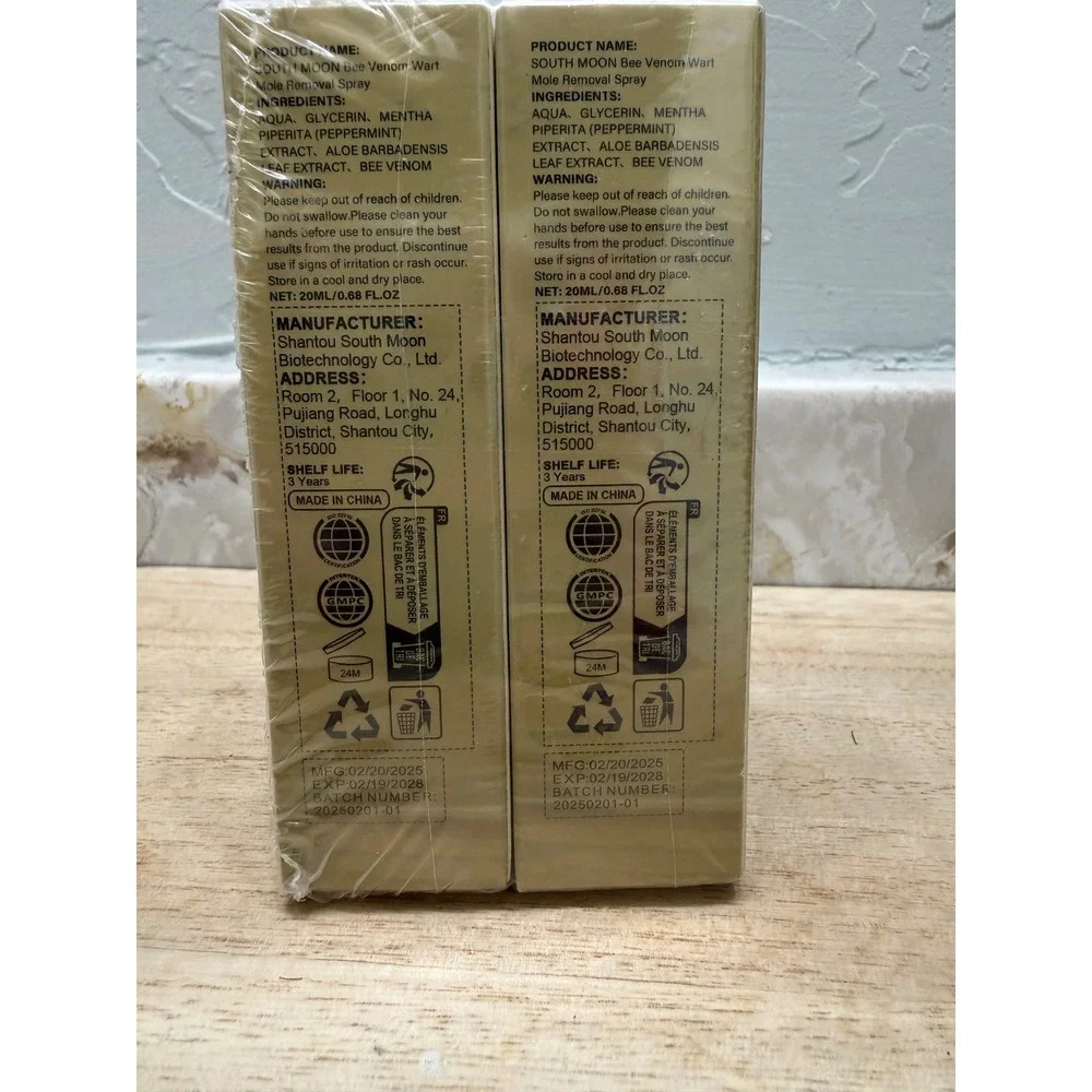 South Moon Bee Venom Wart and Mole Removal Spray 20ml 2-Pack New Sealed 2028 Exp